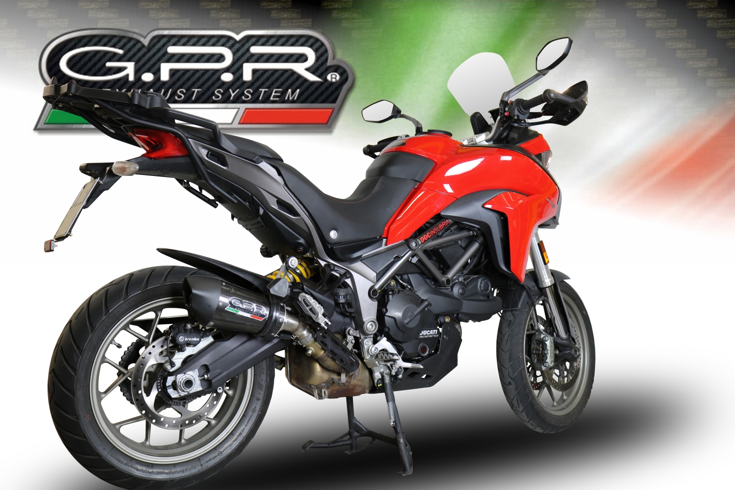 Exhaust compatible with Ducati Multistrada 950 2017-2020, GP Evo4 Poppy, Homologated legal slip-on exhaust including removable db killer and link pipe 