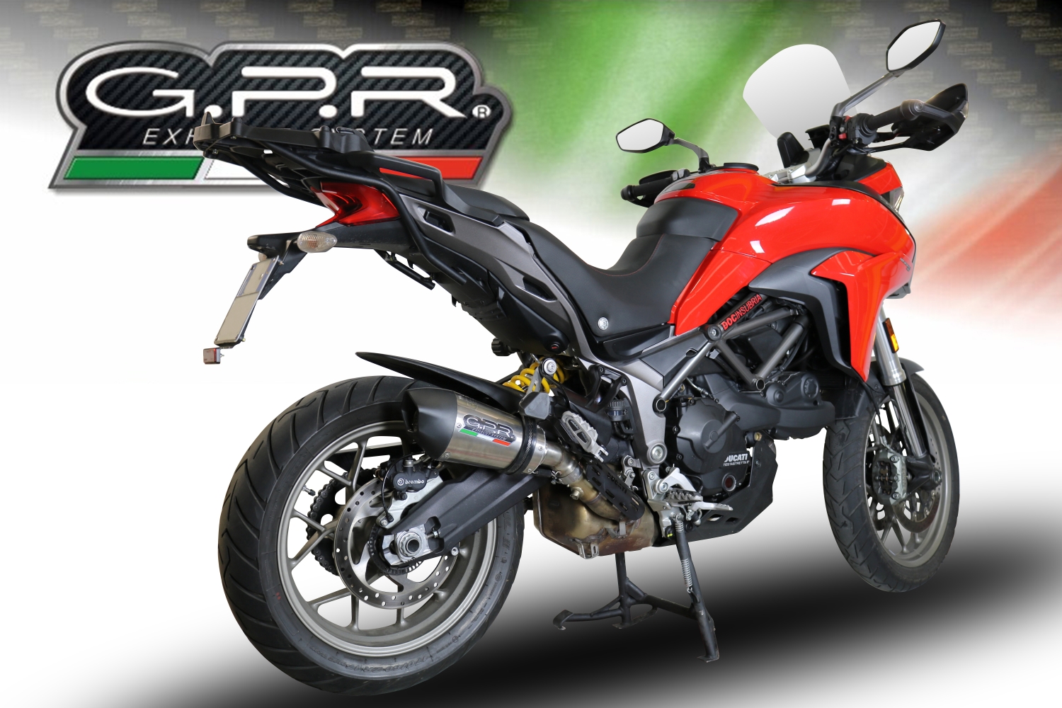 Exhaust compatible with Ducati Multistrada 950 V2 S 2021-2024, GP Evo4 Titanium, Homologated legal slip-on exhaust including removable db killer and link pipe 