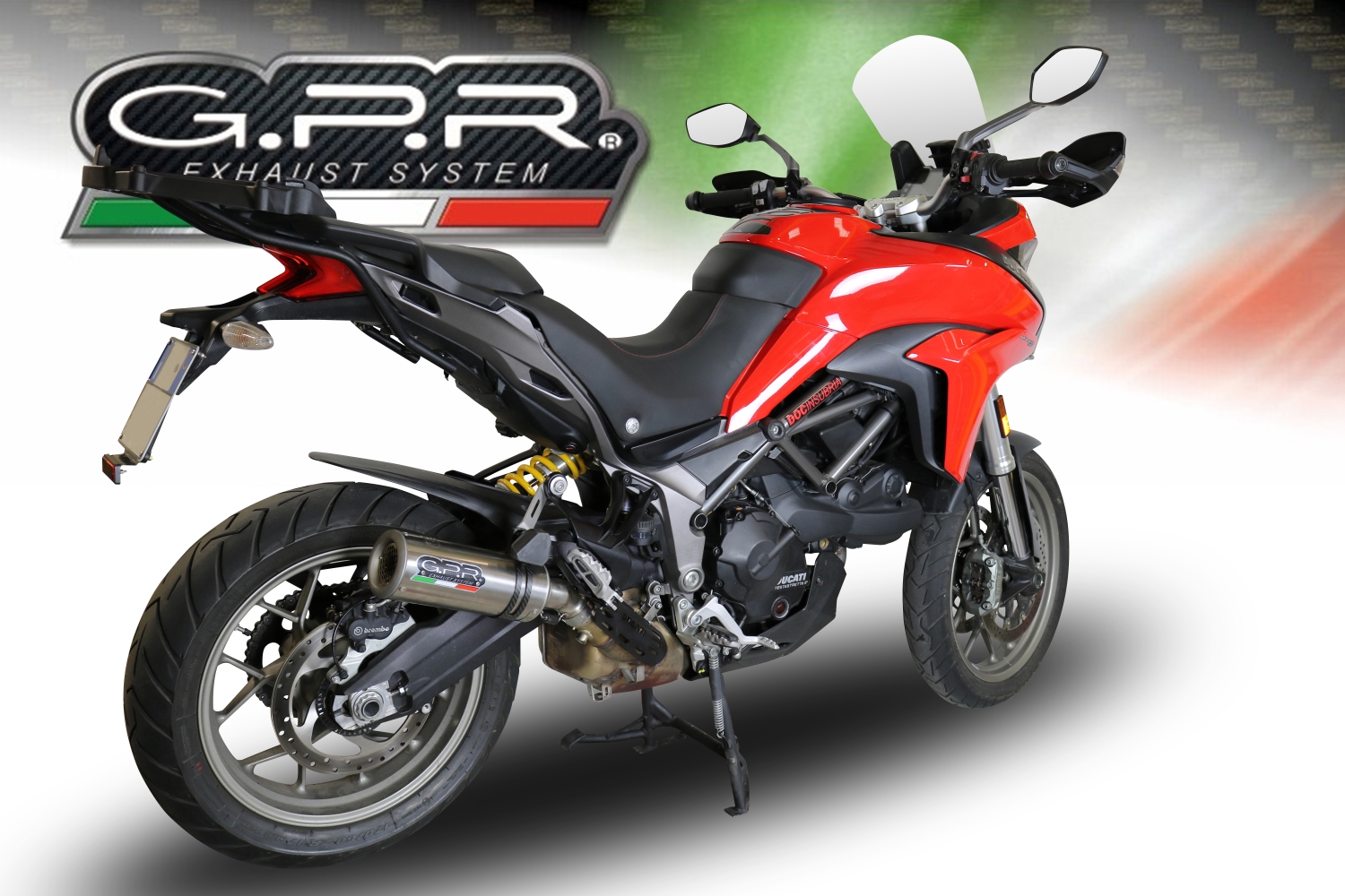 Exhaust compatible with Ducati Multistrada 950 2017-2020, M3 Titanium Natural, Homologated legal slip-on exhaust including removable db killer and link pipe 