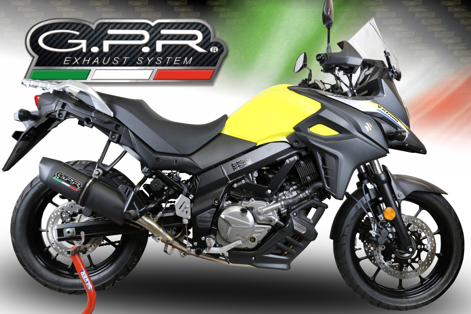 Exhaust compatible with Suzuki V-Strom 650 2021-2025, Furore Evo4 Poppy, Homologated legal Mid-full system exhaust, including removable db killer and catalyst 