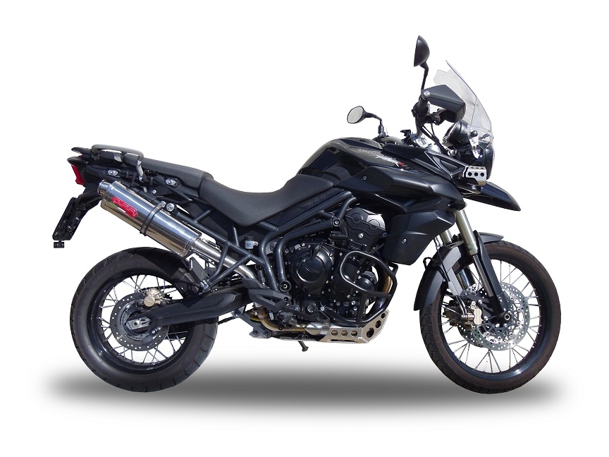 Exhaust compatible with Triumph Tiger 800 - Xr - Xc - Xrx - Xcx - Xrt - Xca 2011-2016, Trioval, Homologated legal slip-on exhaust including removable db killer and link pipe 