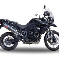 Exhaust compatible with Triumph Tiger 800 - Xr - Xc - Xrx - Xcx - Xrt - Xca 2011-2016, Trioval, Homologated legal slip-on exhaust including removable db killer and link pipe 
