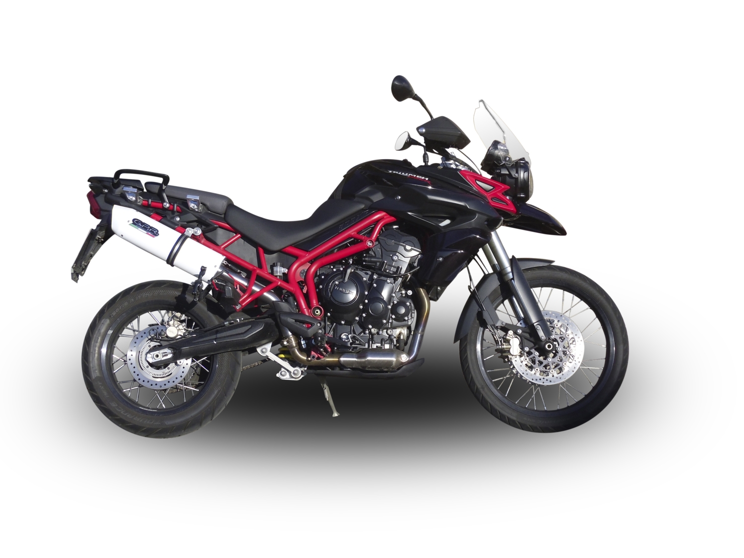 Exhaust compatible with Triumph Tiger 800 - Xr - Xc - Xrx - Xcx - Xrt - Xca 2011-2016, Albus Ceramic, Homologated legal slip-on exhaust including removable db killer and link pipe 