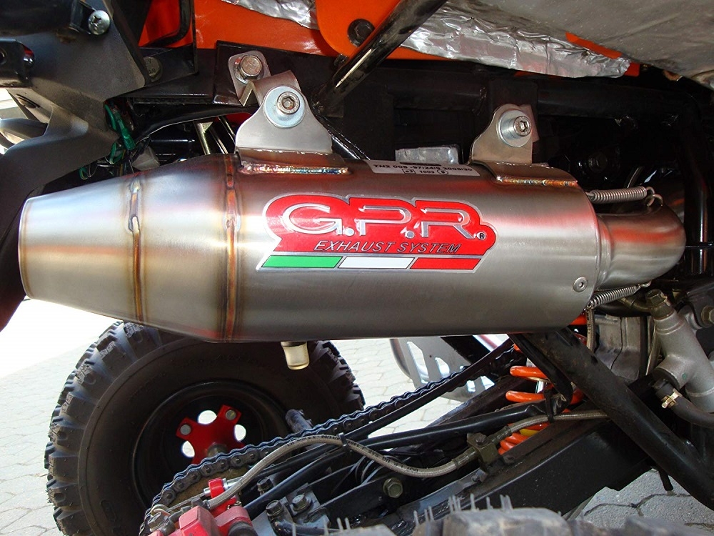 Exhaust compatible with Adly 500 Hurricane S 2005-2021, Deeptone Atv, Homologated legal slip-on exhaust including removable db killer and link pipe 