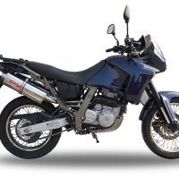 Exhaust compatible with Aprilia Pegaso 3 650 -Pegaso i.e. 1997-2004, Trioval, Dual Homologated legal slip-on exhaust including removable db killers and link pipes 