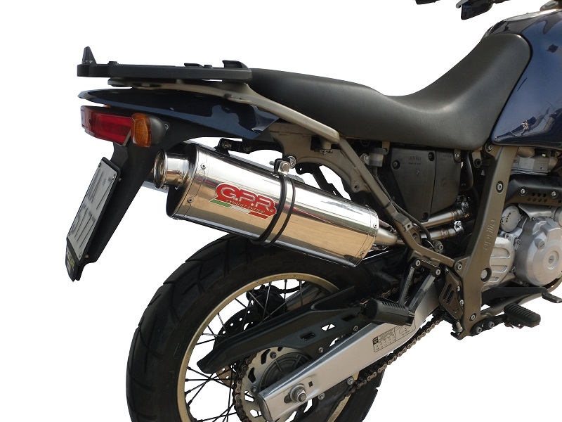 Exhaust compatible with Aprilia Pegaso Strada 650 2005-2011, Trioval, Dual Homologated legal slip-on exhaust including removable db killers and link pipes 