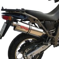 Exhaust compatible with Aprilia Pegaso Strada 650 2005-2011, Trioval, Dual Homologated legal slip-on exhaust including removable db killers and link pipes 