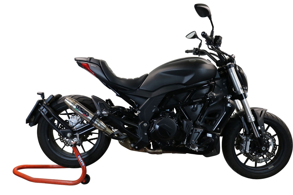 Exhaust compatible with Benelli 502 C 2019-2020, Deeptone Inox, Homologated legal slip-on exhaust including removable db killer and link pipe 