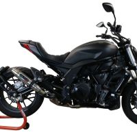 Exhaust compatible with Benelli 502 C 2019-2020, Deeptone Inox, Homologated legal slip-on exhaust including removable db killer and link pipe 