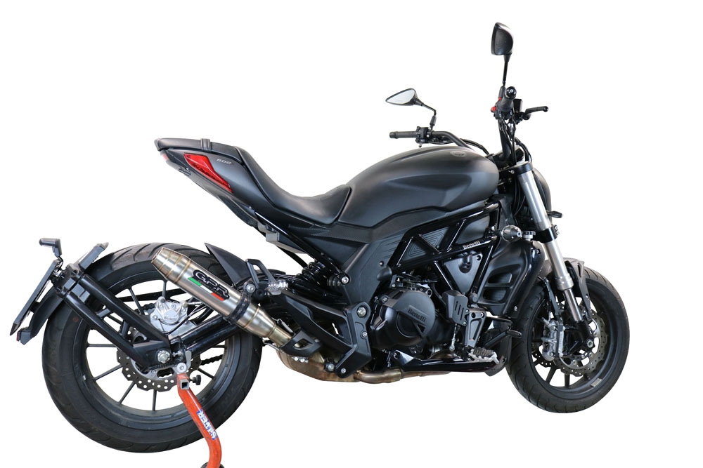 Exhaust compatible with Benelli 502 C 2019-2020, Deeptone Inox, Homologated legal slip-on exhaust including removable db killer and link pipe 