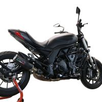 Exhaust compatible with Benelli 502 C 2021-2024, M3 Black Titanium, Homologated legal slip-on exhaust including removable db killer and link pipe 