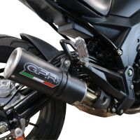 Exhaust compatible with Benelli 502 C 2021-2024, M3 Black Titanium, Homologated legal slip-on exhaust including removable db killer and link pipe 