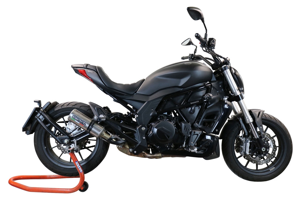 Exhaust compatible with Benelli 502 C 2021-2024, M3 Inox , Homologated legal slip-on exhaust including removable db killer and link pipe 