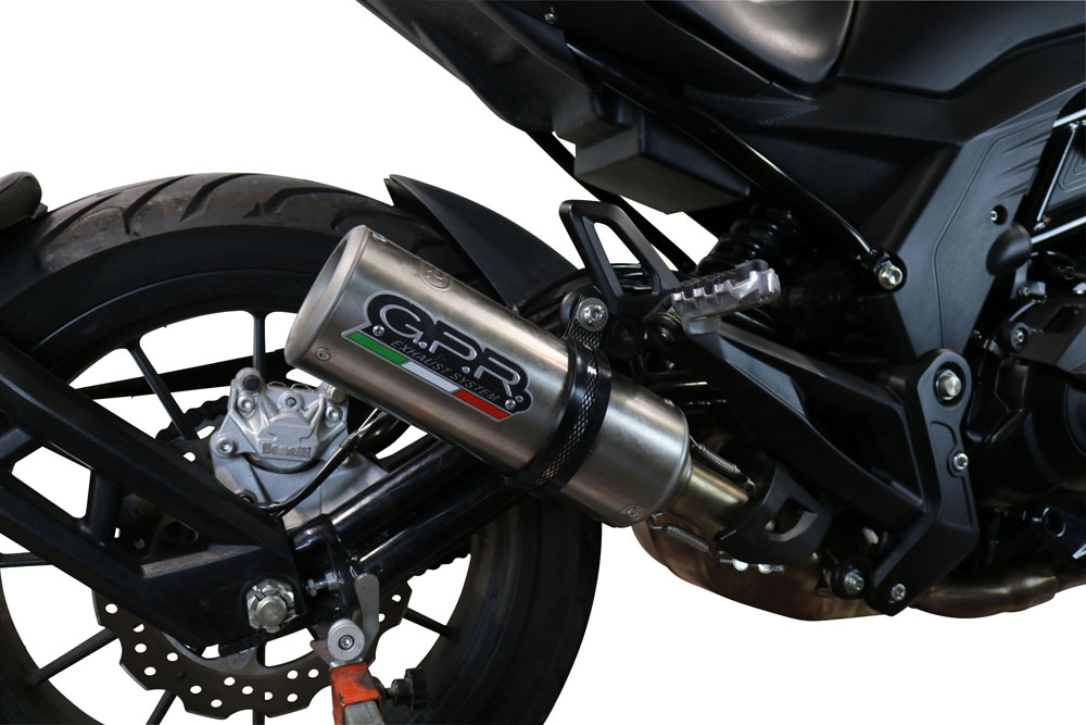 Exhaust compatible with Benelli 502 C 2021-2024, M3 Inox , Homologated legal slip-on exhaust including removable db killer and link pipe 