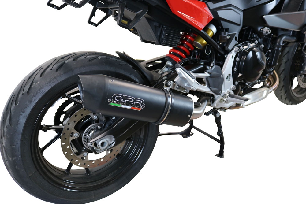Exhaust compatible with Bmw F 900 XR-R 2020-2025, Furore Evo4 Nero, Homologated legal slip-on exhaust including removable db killer and link pipe 