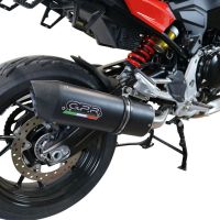 Exhaust compatible with Bmw F 900 XR-R 2020-2025, Furore Evo4 Nero, Homologated legal slip-on exhaust including removable db killer and link pipe 