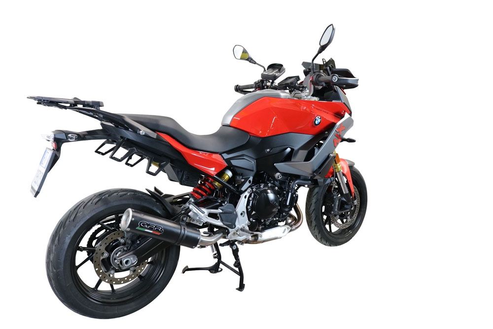 Exhaust compatible with Bmw F 900 XR-R 2020-2025, M3 Black Titanium, Homologated legal slip-on exhaust including removable db killer and link pipe 
