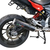 Exhaust compatible with Bmw F 900 XR-R 2020-2025, M3 Black Titanium, Homologated legal slip-on exhaust including removable db killer and link pipe 