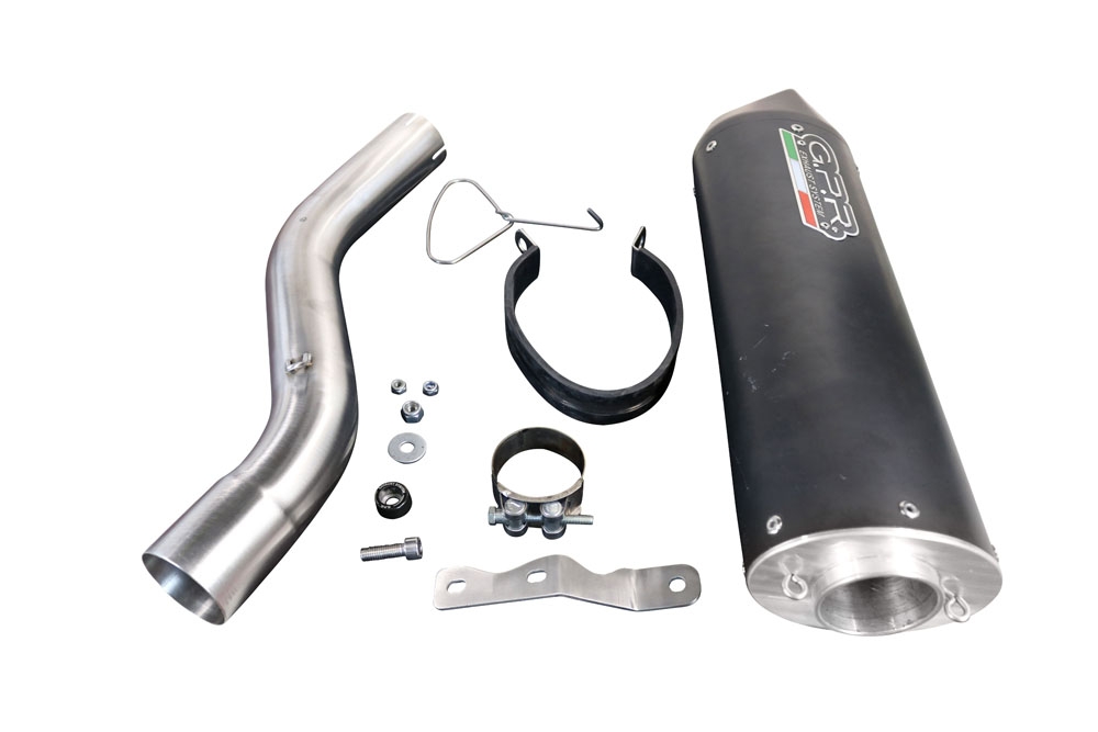 Exhaust compatible with Bmw F 900 XR-R 2020-2025, Furore Evo4 Nero, Homologated legal slip-on exhaust including removable db killer and link pipe 