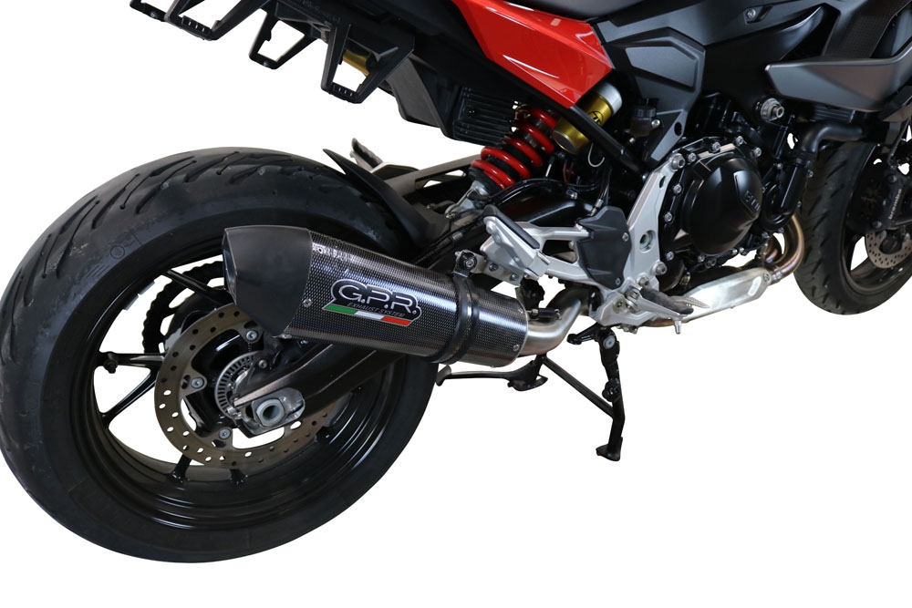 Exhaust compatible with Bmw F 900 XR-R 2020-2025, GP Evo4 Poppy, Homologated legal slip-on exhaust including removable db killer and link pipe 