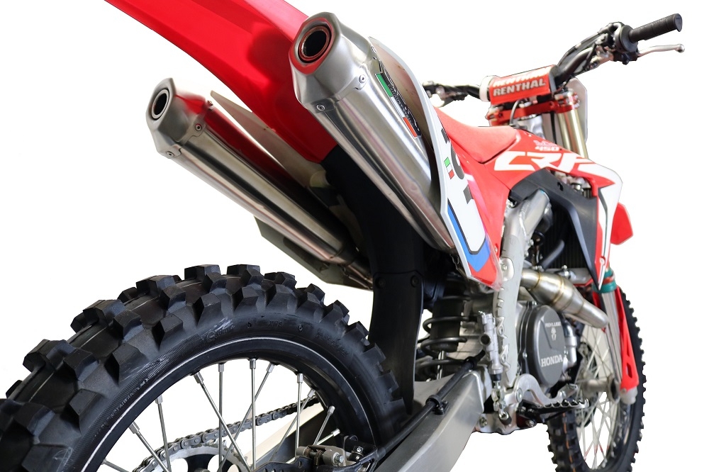 Exhaust compatible with Honda Crf 450 R-RX 2020-2020, Pentacross FULL Titanium, Racing full system exhaust, including dual silencers, removable db killers/spark arrestors 