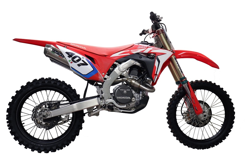 Exhaust compatible with Honda Crf 250 RX 2019-2021, Pentacross Full Titanium, Racing full system exhaust, including dual silencers, removable db killers/spark arrestors 