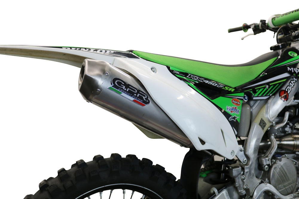 Exhaust compatible with Kawasaki Kx 450 F 2012-2015, Pentacross Inox, Racing full system exhaust, including removable db killer/spark arrestor 