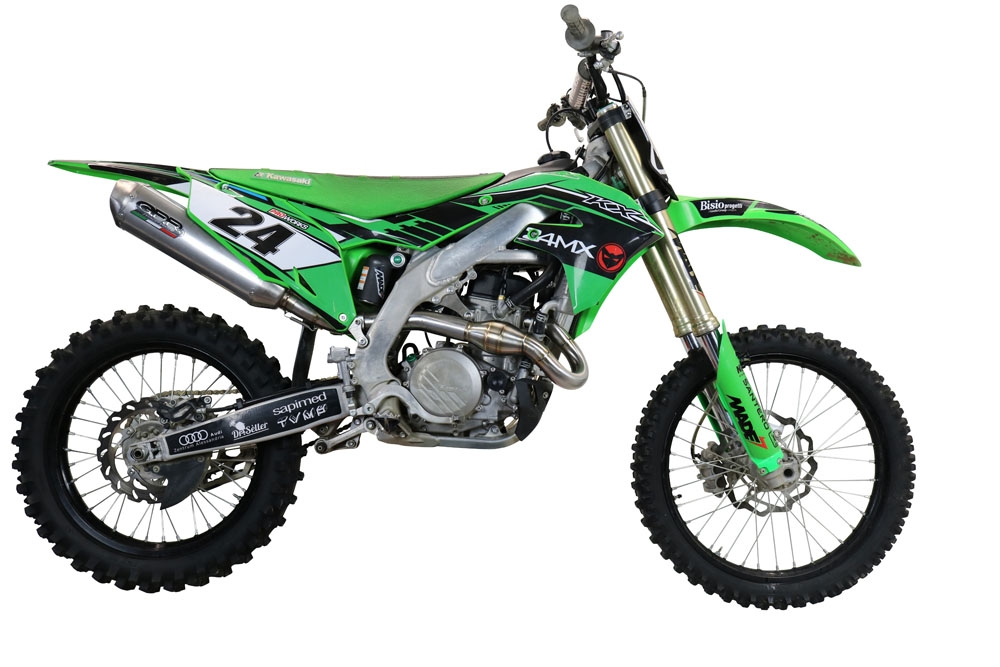 Exhaust compatible with Kawasaki Kx 450 F 2019-2020, Pentacross Inox, Racing full system exhaust, including removable db killer/spark arrestor 