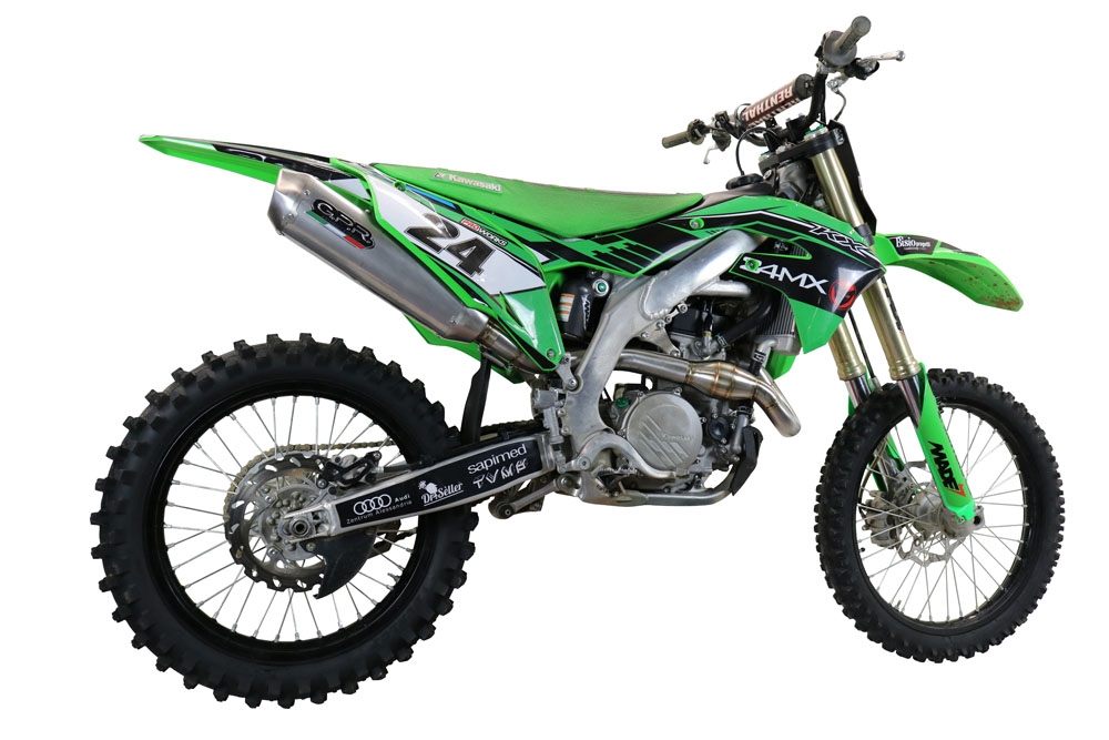 Exhaust compatible with Kawasaki Kx 450 F 2019-2020, Pentacross Inox, Racing full system exhaust, including removable db killer/spark arrestor 