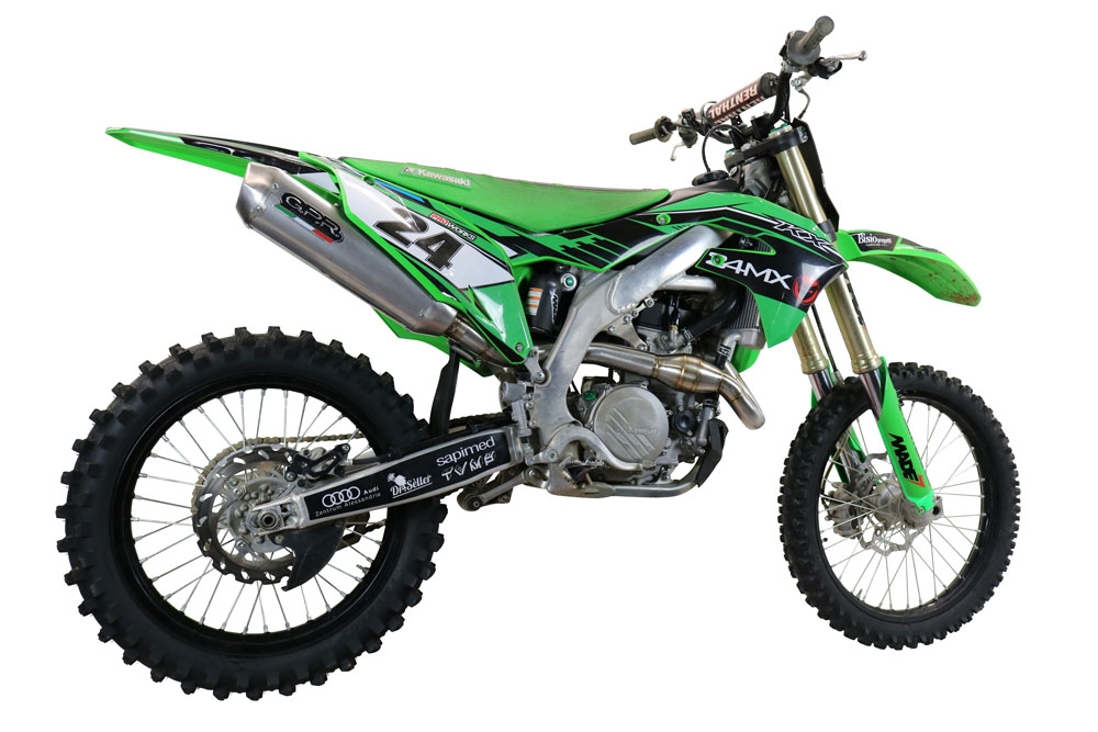 Exhaust compatible with Kawasaki Kx 450 F 2019-2020, Pentacross FULL Titanium, Racing full system exhaust, including removable db killer/spark arrestor 