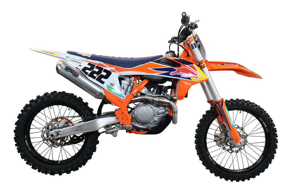 Exhaust compatible with Ktm SX-F Factory Edition 450 2018-2021, Pentacross Inox, Racing full system exhaust, including removable db killer/spark arrestor 
