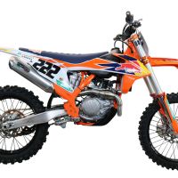Exhaust compatible with Ktm SX-F Factory Edition 450 2018-2021, Pentacross Inox, Racing full system exhaust, including removable db killer/spark arrestor 