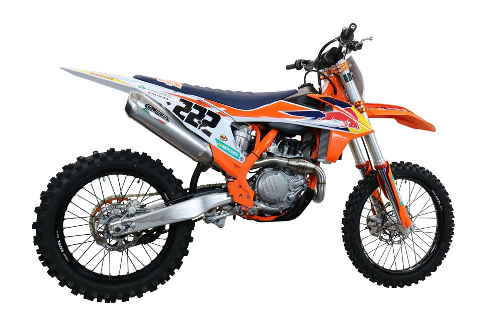 Exhaust compatible with Ktm SX-F Factory Edition 450 2018-2021, Pentacross Inox, Racing full system exhaust, including removable db killer/spark arrestor 