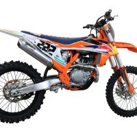 Exhaust compatible with Ktm SX-F Factory Edition 450 2018-2021, Pentacross Inox, Racing full system exhaust, including removable db killer/spark arrestor 