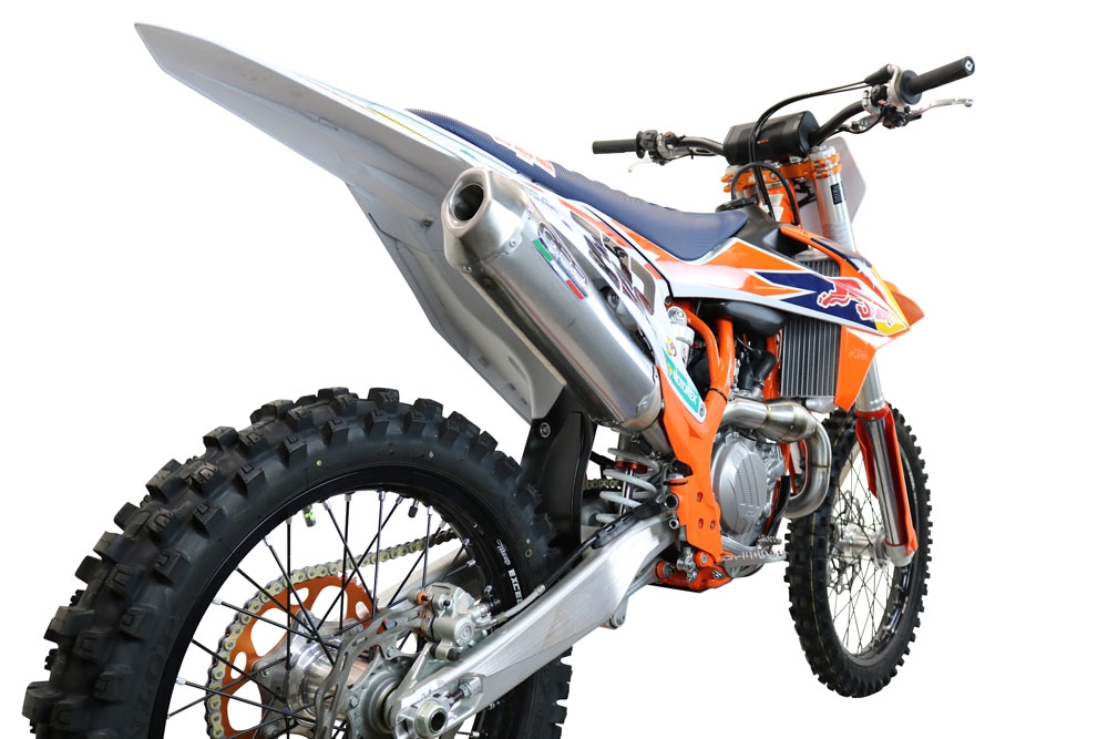 Exhaust compatible with Ktm SX-F Factory Edition 450 2022-2022, Pentacross Inox, Racing full system exhaust, including removable db killer/spark arrestor 