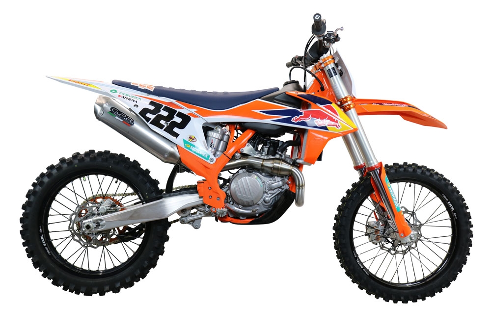 Exhaust compatible with Ktm XC-F 450 2019-2022, Pentacross FULL Titanium, Racing full system exhaust, including removable db killer/spark arrestor 