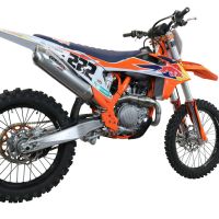 Exhaust compatible with Ktm XC-F 450 2019-2022, Pentacross FULL Titanium, Racing full system exhaust, including removable db killer/spark arrestor 