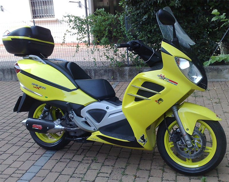 Exhaust compatible with Malaguti Spidermax 500 RS 2008-2011, Power Bomb, Homologated legal slip-on exhaust including removable db killer and link pipe 