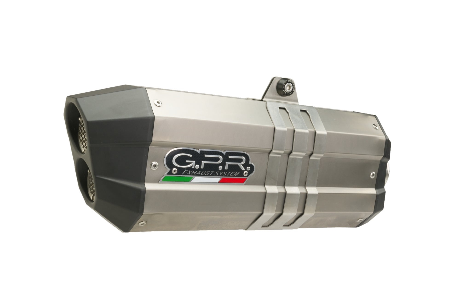 Exhaust compatible with Bmw R 1250 Gs -Adventure 2021-2024, Hyper Sonic Titanium, Homologated legal slip-on exhaust including removable db killer and link pipe 