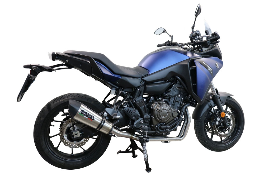Exhaust compatible with Yamaha Tracer 7 GT 2020-2024, GP Evo4 Titanium, Homologated legal full system exhaust, including removable db killer and catalyst 