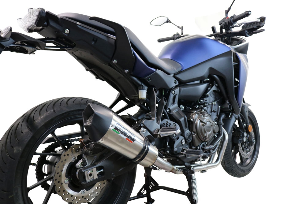 Exhaust compatible with Yamaha Tracer 7 GT 2020-2024, GP Evo4 Titanium, Homologated legal full system exhaust, including removable db killer and catalyst 