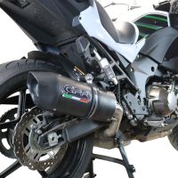 Exhaust compatible with Kawasaki Versys 1000 I.E. 2019-2020, Furore Evo4 Nero, Homologated legal slip-on exhaust including removable db killer and link pipe 