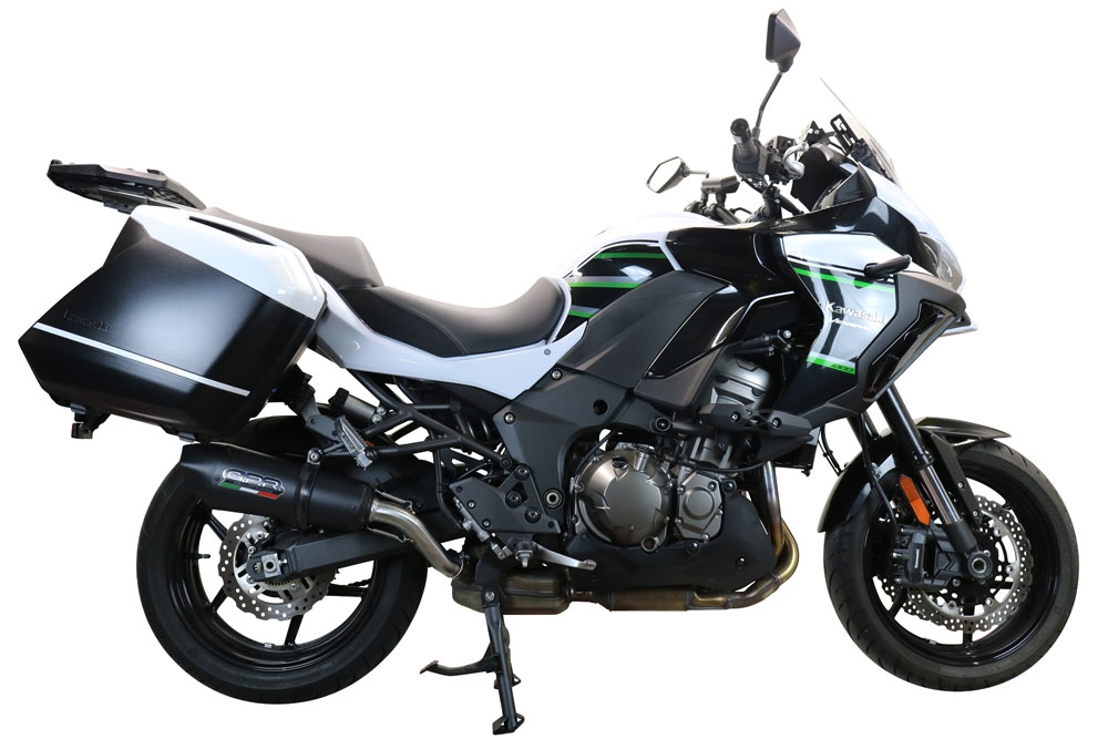 Exhaust compatible with Kawasaki Versys 1000 I.E. 2019-2020, GP Evo4 Poppy, Homologated legal slip-on exhaust including removable db killer and link pipe 