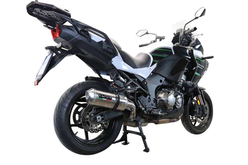Exhaust compatible with Kawasaki Versys 1000 I.E. 2019-2020, Satinox , Homologated legal slip-on exhaust including removable db killer and link pipe 