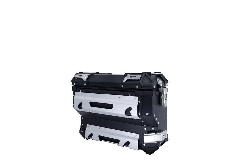 GPR TECH Pair of side cases aluminum made with contoured right side,no rack included, black color Capacity 38 LT. + 32 LT.