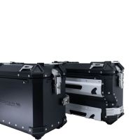 GPR TECH Pair of side cases aluminum made with contoured right side,no rack included, black color Capacity 38 LT. + 32 LT.
