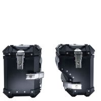 GPR TECH Pair of side cases aluminum made with contoured right side,no rack included, black color Capacity 38 LT. + 32 LT.