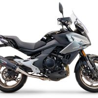Exhaust compatible with Cf Moto 700 Mt 2023-2024, GP Evo4 Black Titanium, Homologated legal slip-on exhaust including removable db killer, link pipe and catalyst 