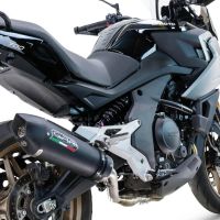 Exhaust compatible with Cf Moto 700 Mt 2023-2024, GP Evo4 Black Titanium, Homologated legal slip-on exhaust including removable db killer, link pipe and catalyst 