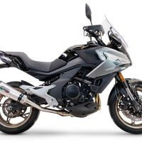 Exhaust compatible with Cf Moto 700 Mt 2023-2024, GP Evo4 Titanium, Homologated legal slip-on exhaust including removable db killer, link pipe and catalyst 